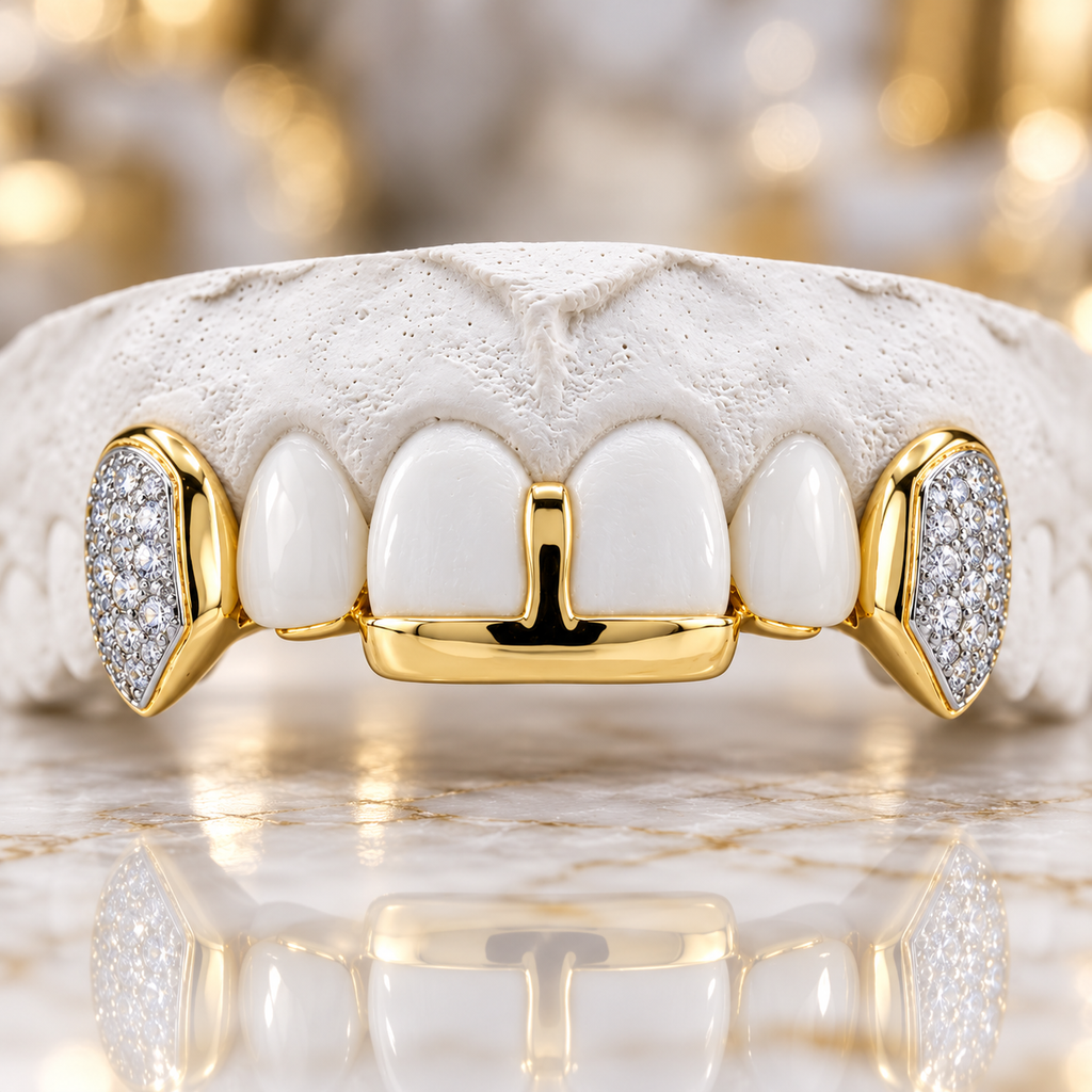JDWR-TVJ-3011C GOLDTEETH CUSTOM GOLD AND DIAMOND GRILL