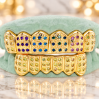 JDWR-C107B- 6 TOP OR 6 BOTTOM MULTI COLOR PAVE SET GRILL