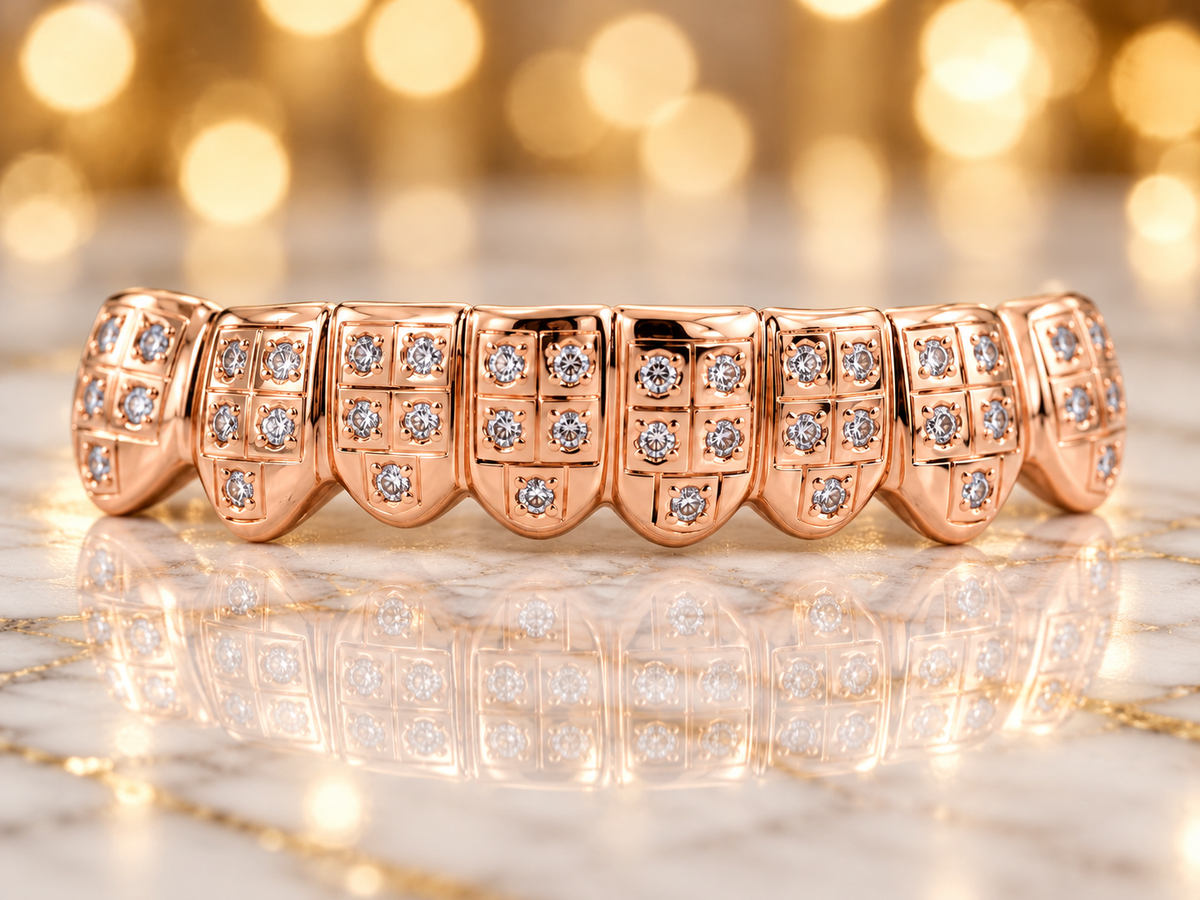 JDWR-1553  8 TOP OR 8 BOTTOM CUSTOM DIAMOND PAVE SET GRILL