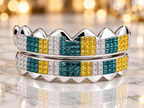 JDWR-S2110 - 6 TEETH BLUE,WHITE & YELLOW PRINCESS CUT HORIZONTAL INVISIBLE