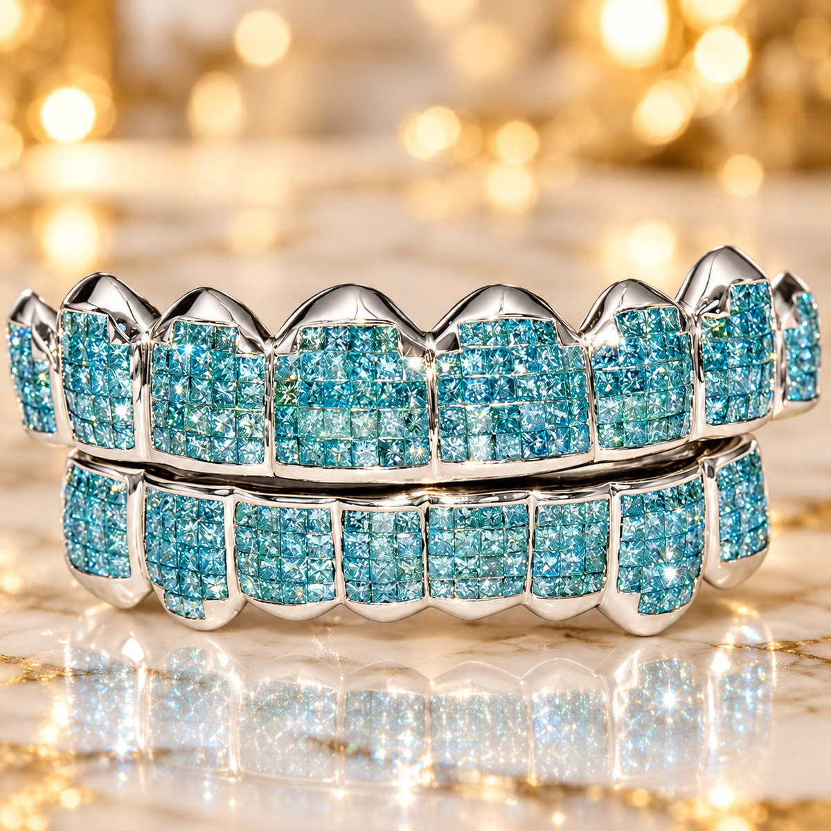 JDWR-S161506-CUSTOM SKY BLUE DIAMOND HAND SET GRILL FOR TYGA