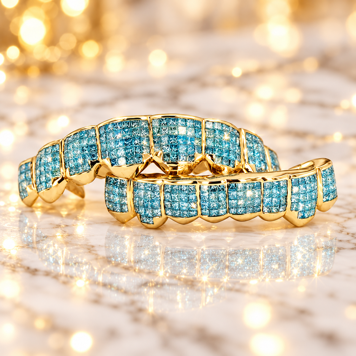 JDWR-S161506-CUSTOM SKY BLUE DIAMOND HAND SET GRILL FOR TYGA