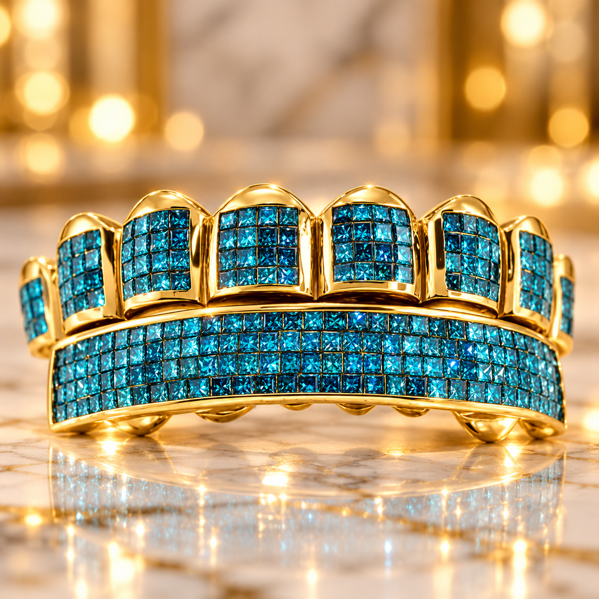 JDWR-S118-BLUE PRINCESS CUT DIAMOND HORIZONTAL INVISIBLE