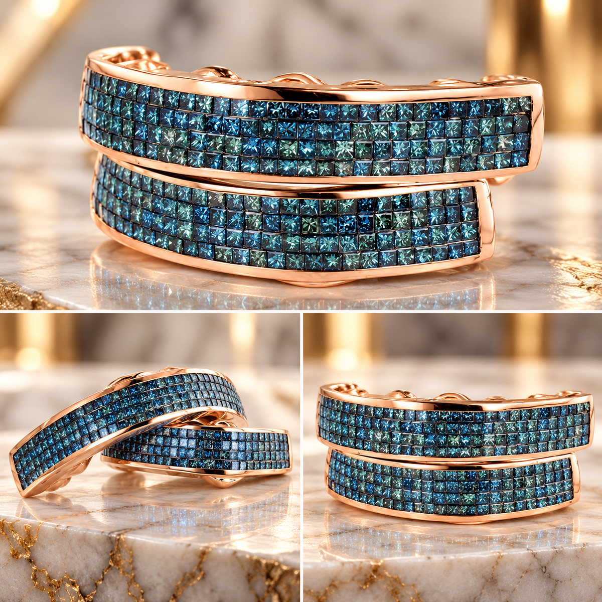 JDWR-65- 8 TOP OR 8 BOTTOM BLUE MAGIC 4 ROW HAND SET DIAMOND GRILL