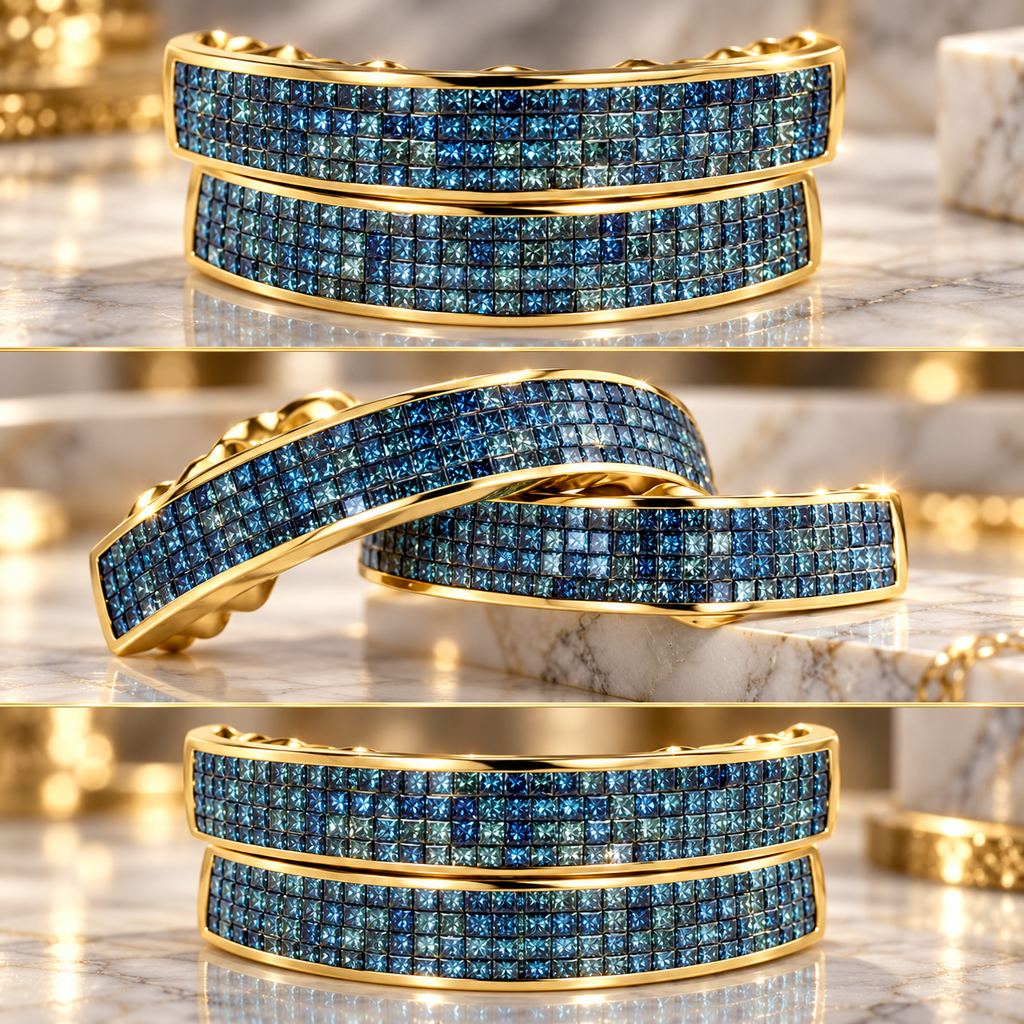 JDWR-65- 8 TOP OR 8 BOTTOM BLUE MAGIC 4 ROW HAND SET DIAMOND GRILL