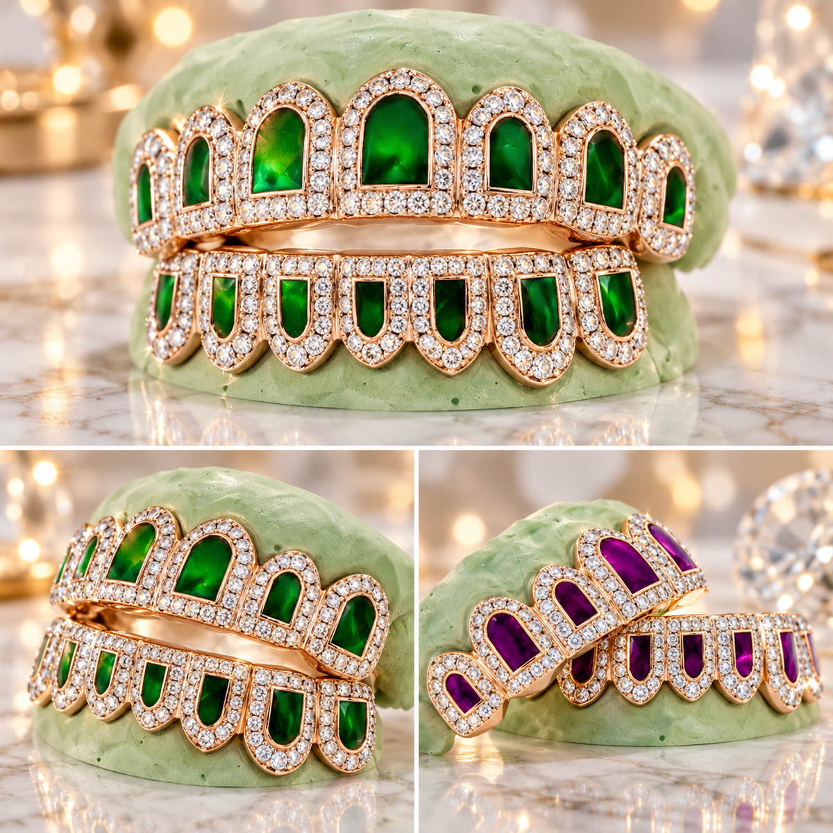 JDWR-PWG2017 CANDY PAINT PAUL WALL CUSTOM DIAMOND PURPLE ENAMEL GRILL