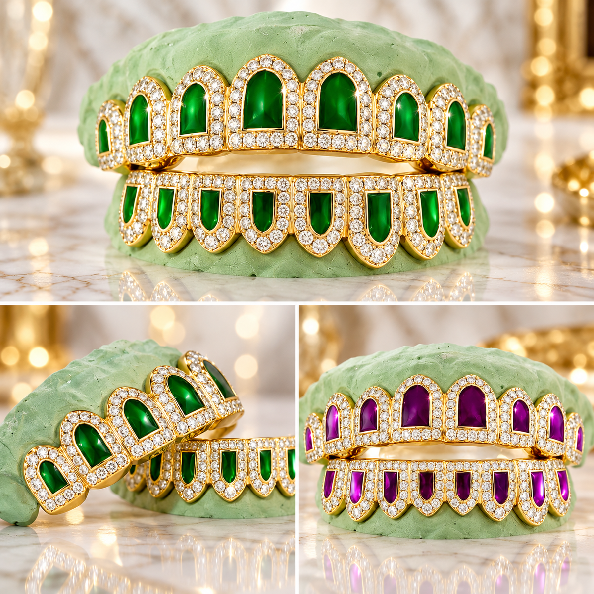 JDWR-PWG2017 CANDY PAINT PAUL WALL CUSTOM DIAMOND PURPLE ENAMEL GRILL