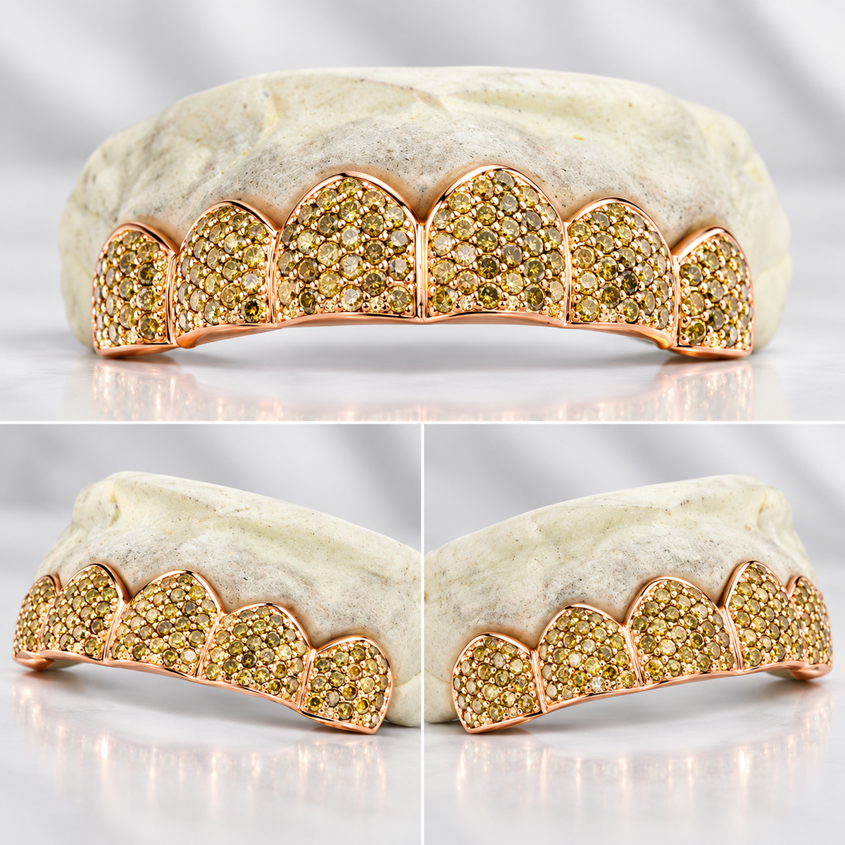 JDWR-C108C YELLOW DIAMOND HAND PRONG SET GRILL