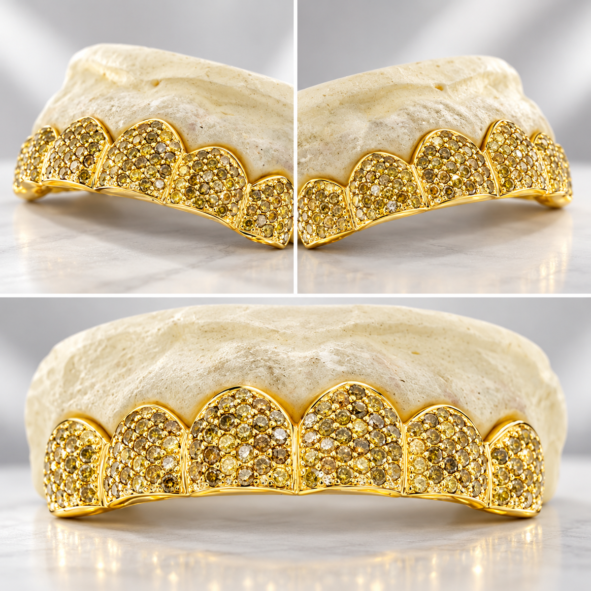 JDWR-C108C YELLOW DIAMOND HAND PRONG SET GRILL