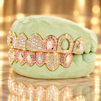 JDWR-OP201-8 Top or 8 Bottom Shooting Star Opal and Honeycomb Grillz