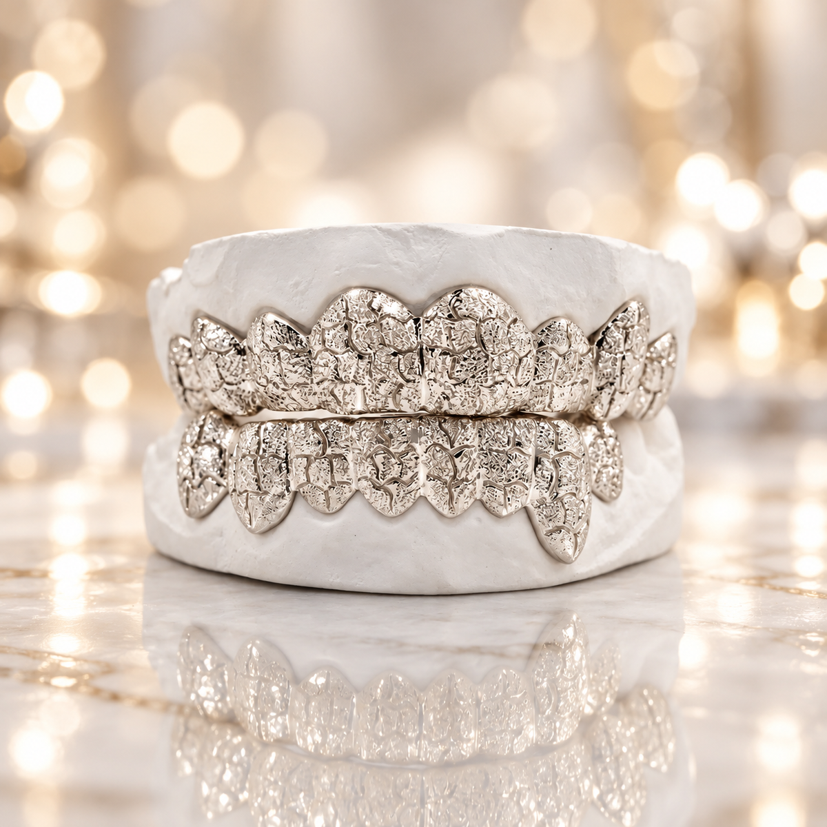 JDWR- 3008- 16 Teeth Diamond Dust With Deep Nugget Cuts Grillz
