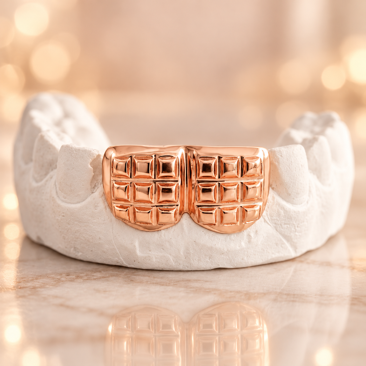 JDWR3-WAFFLE HOUSE 2 Gold Teeth with Waffle Cuts