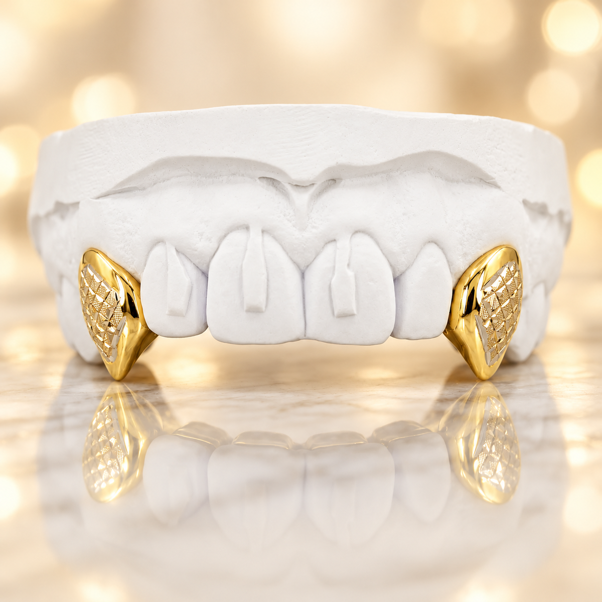 JDWR-3033E - 2 Teeth Short Fang Grillz with Back bar