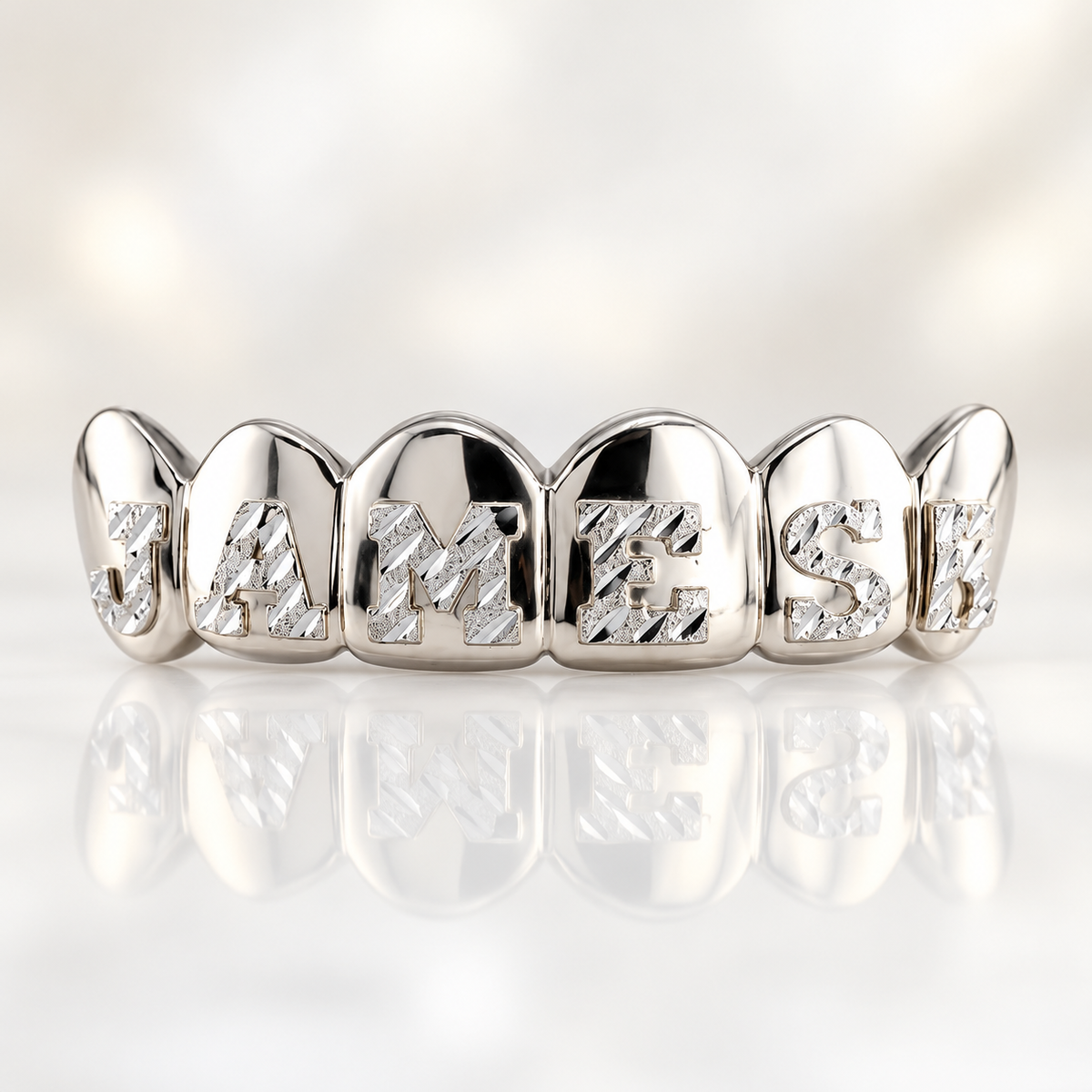 JDWR-4047-6 Teeth Custom Diamond Cut Name Grill