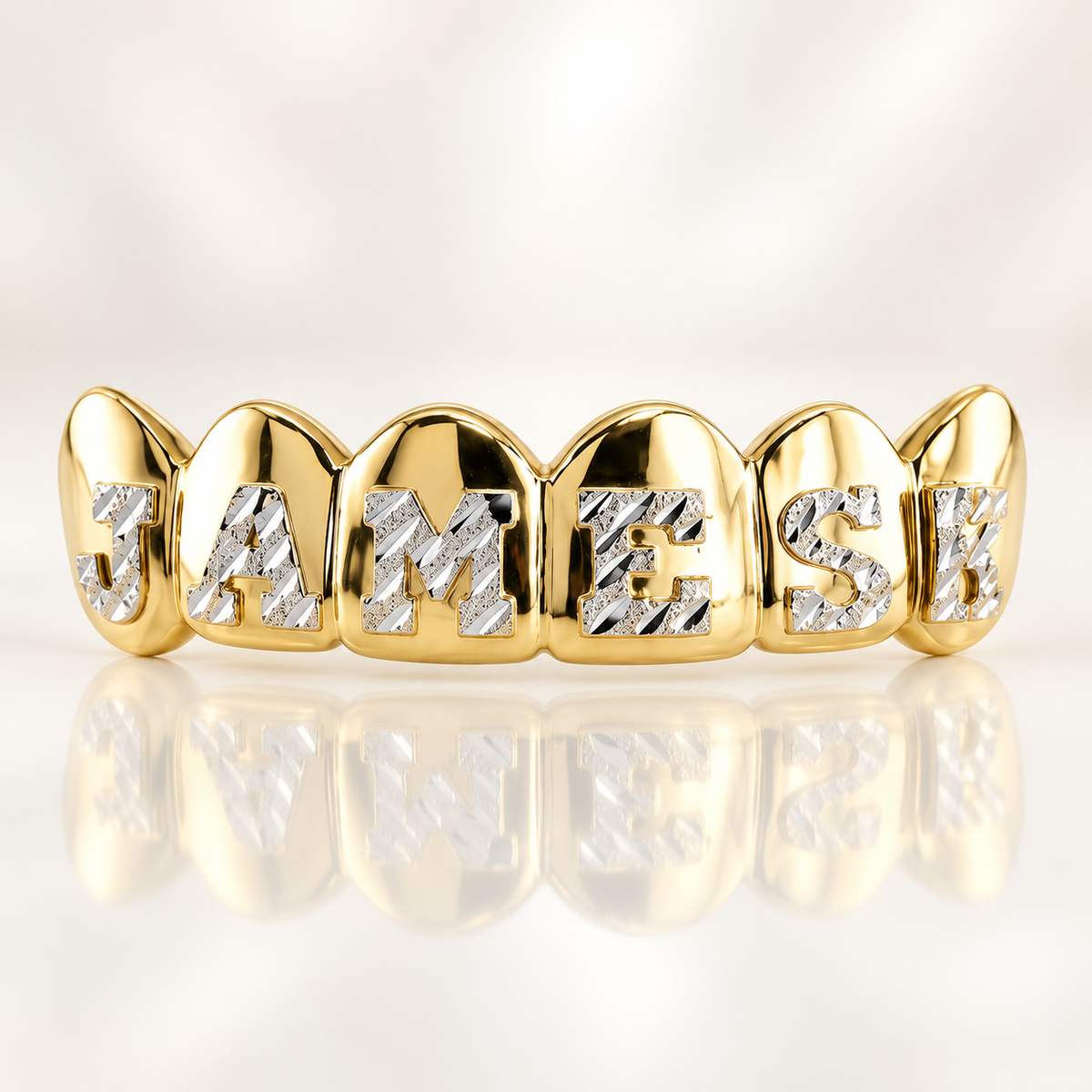 JDWR-4047-6 Teeth Custom Diamond Cut Name Grill