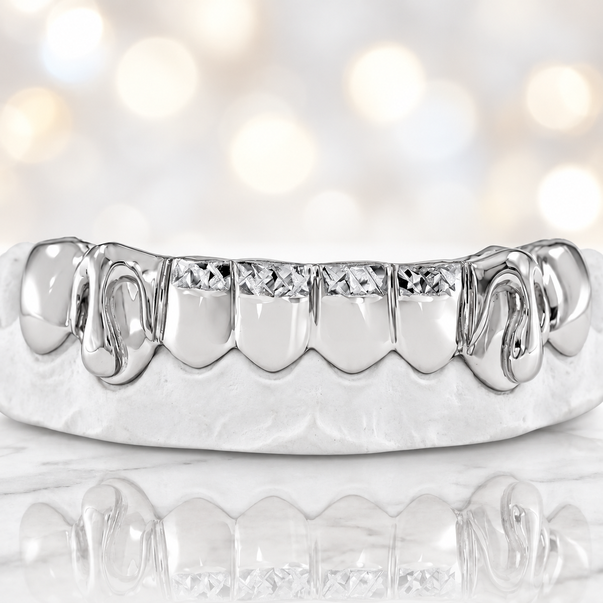 JDWR-S611- 8 Teeth Solid Deep Cut Grill 2 Teeth with Dripping Gold