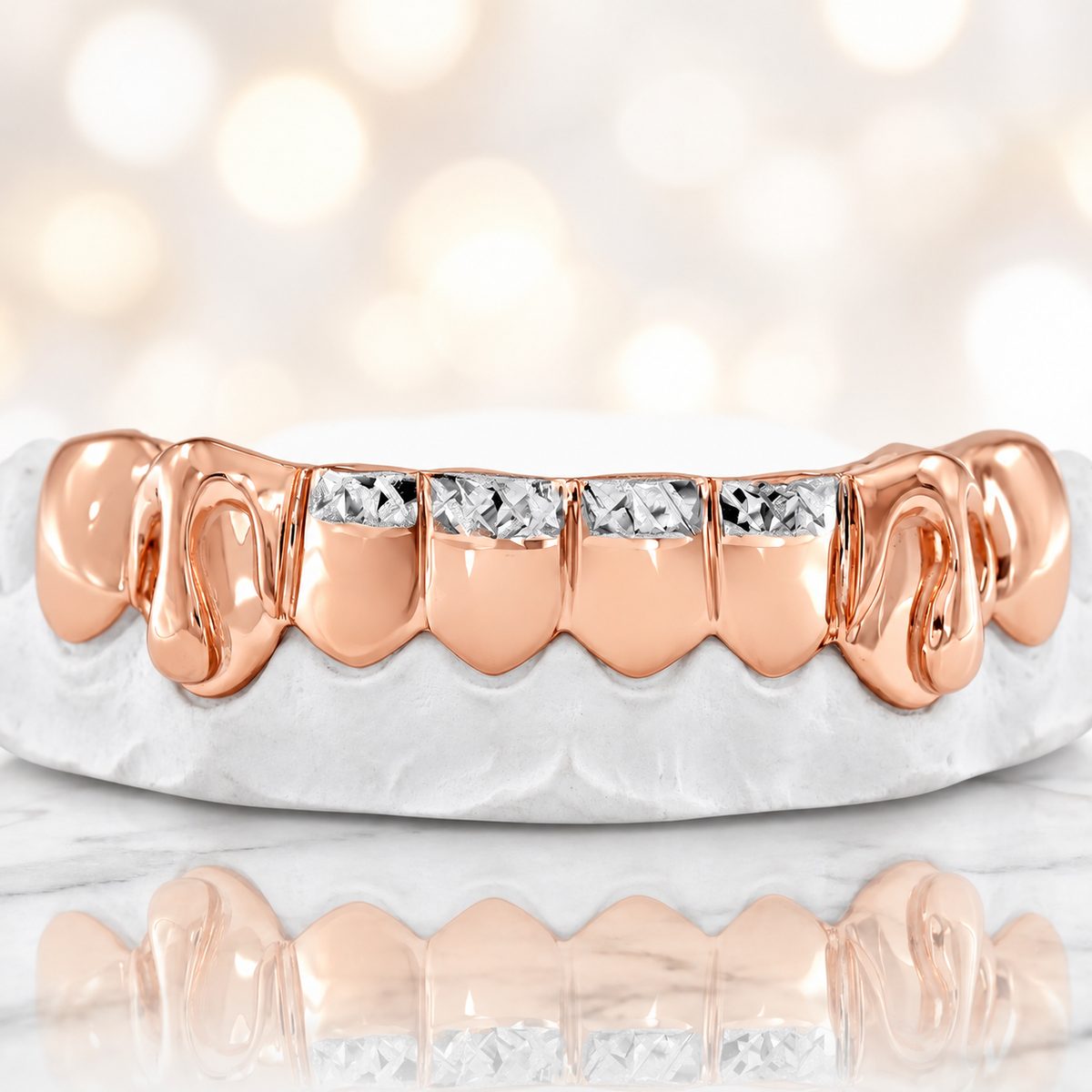 JDWR-S611- 8 Teeth Solid Deep Cut Grill 2 Teeth with Dripping Gold