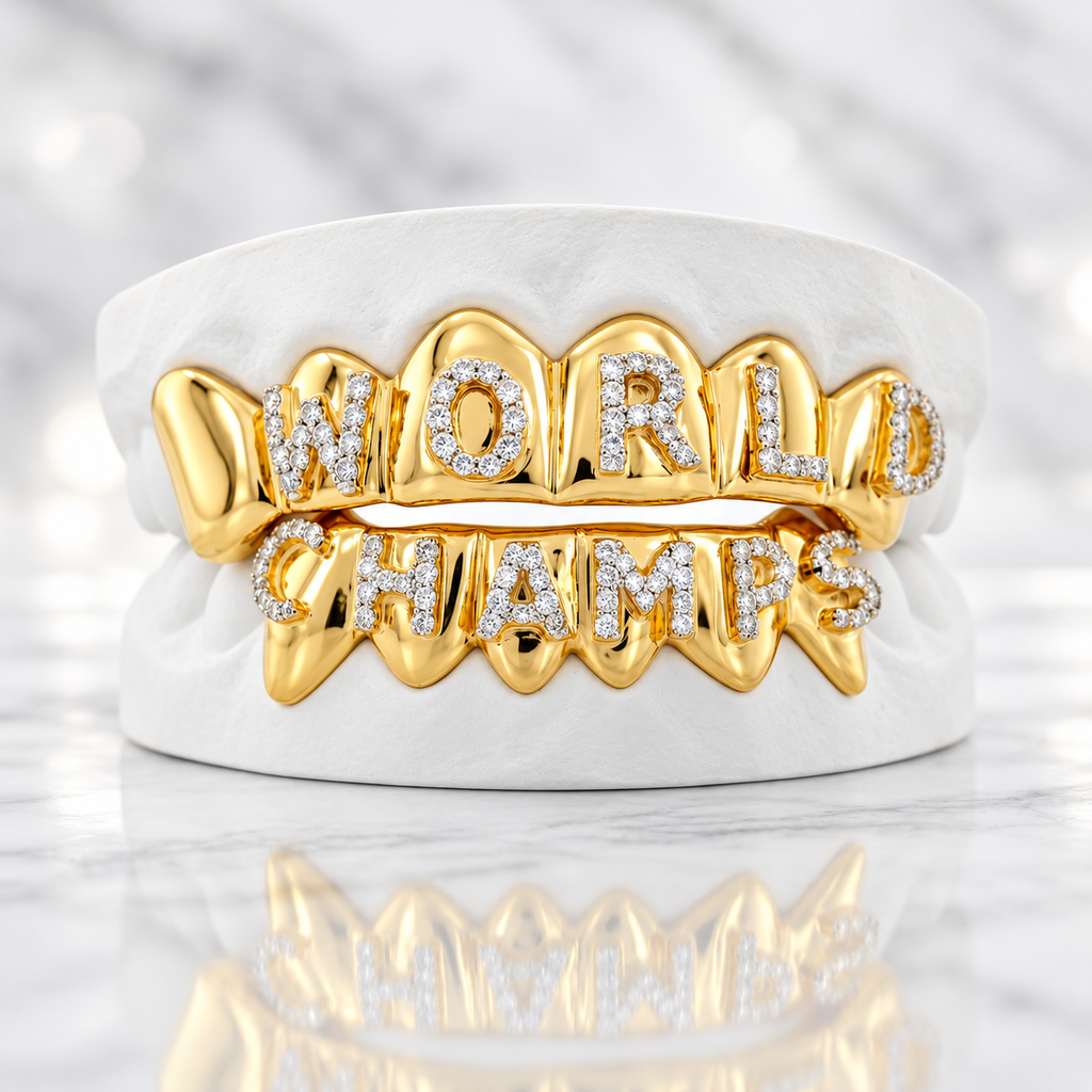 JDWR-127- Cubic Zirconia World Champs 6 Top & 6 Bottom Teeth Grill