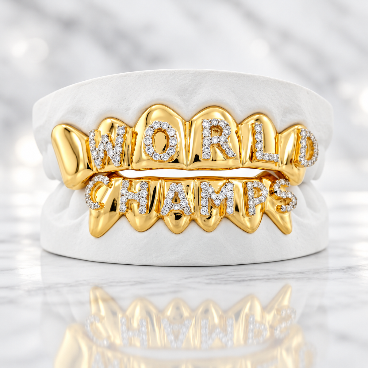 JDWR-127- Cubic Zirconia World Champs 6 Top & 6 Bottom Teeth Grill