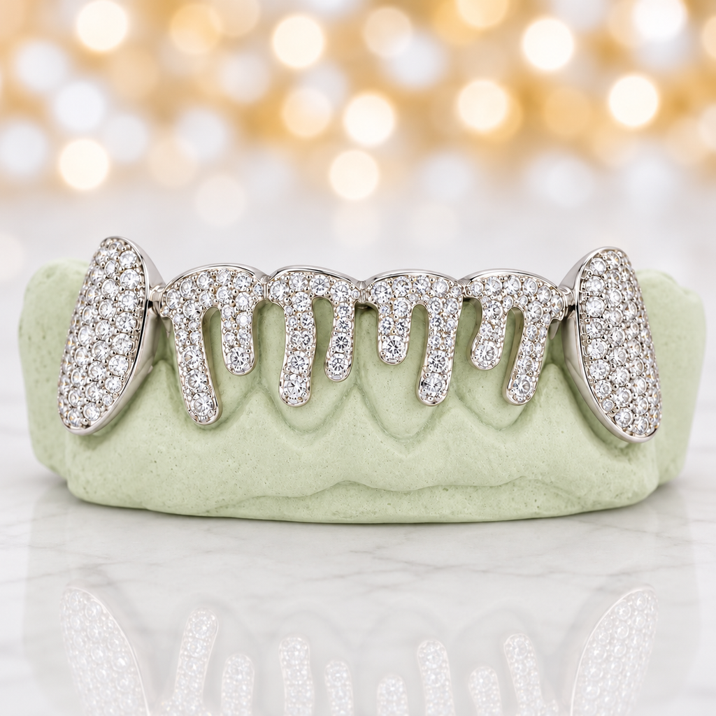 JDWR-2024 - 6 TOP OR 6 BOTTOM SI Hand prong Dripping Diamond Grillz