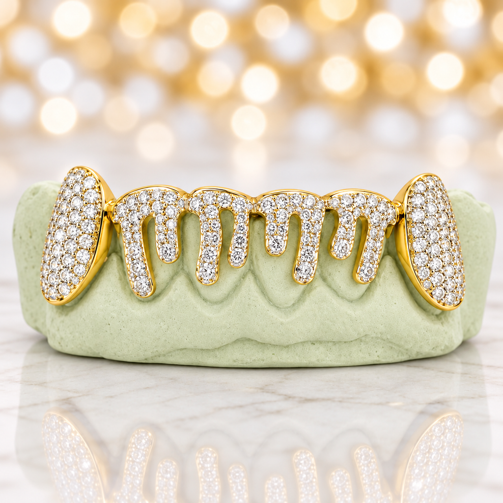 JDWR-2024 - 6 TOP OR 6 BOTTOM SI Hand prong Dripping Diamond Grillz