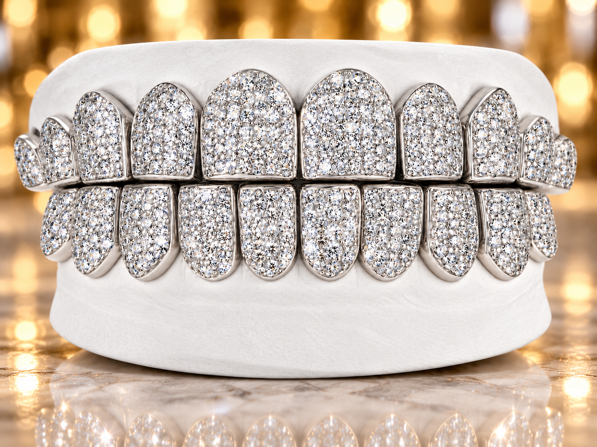 JDWR-G-Yella Beezy's Honeycomb Prong Set Diamond Grill