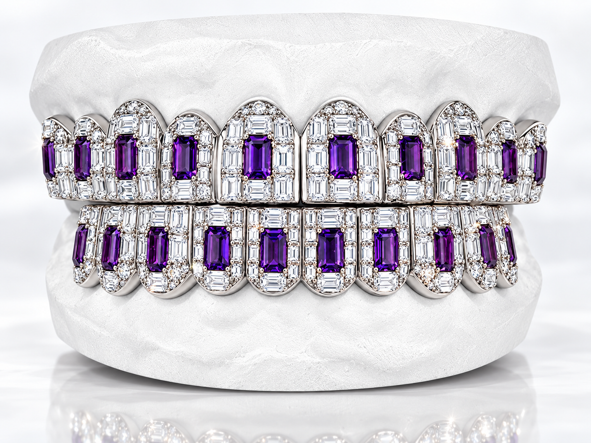 JDWR-G4060-Emerald Diamonds and Emerald Shaped Purple Amethyst