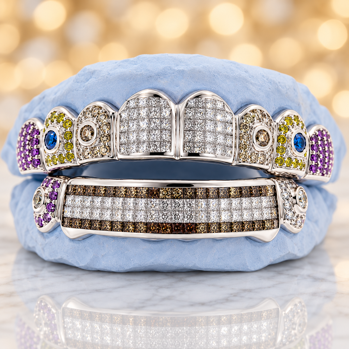 JDWR-G80- Hybrid Invisible & Prong Set Diamond Grill