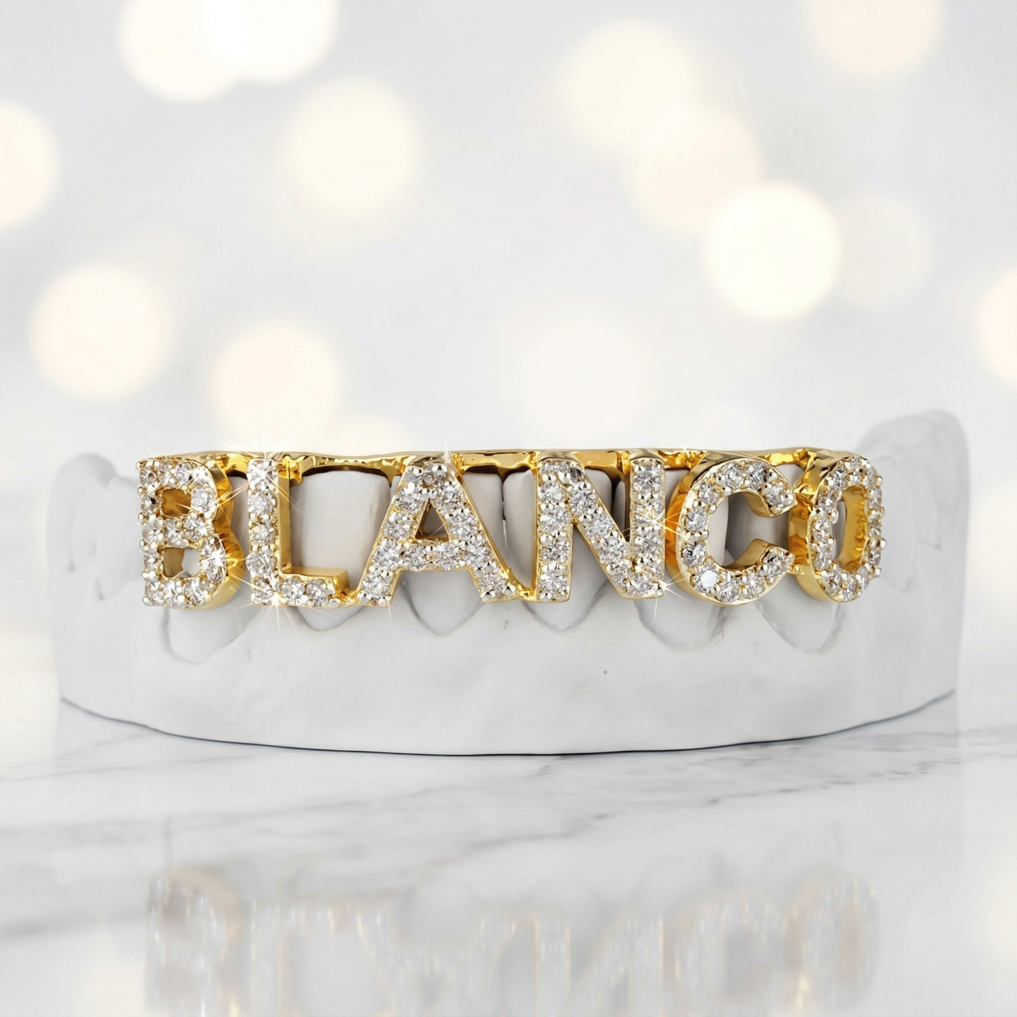JDWR-1178- 6 TEETH TOP OR BOTTOM GRILL WITH CUSTOMS DIAMONDS OPEN FACES Custom Personalized Name Grillz