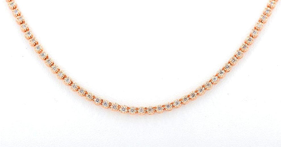 Custom 14KR 3.50CTW DIAMOND CROWN TENNIS NECKLACE - Johnny Dang & Co