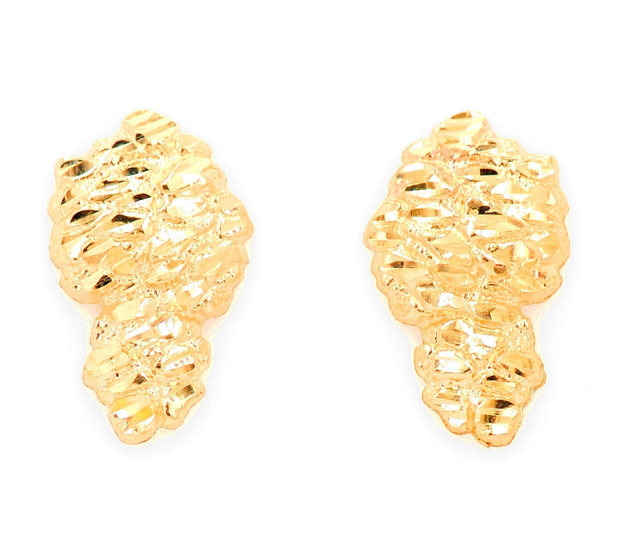 10k Yellow Gold Nugget Earrings. Large