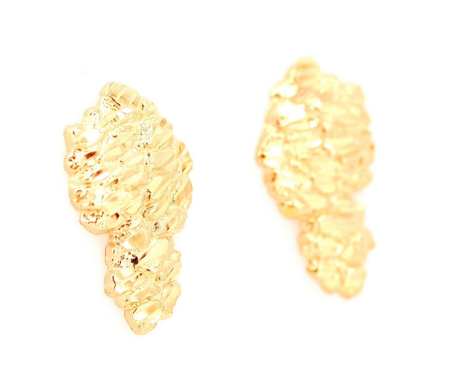 10k Yellow Gold Nugget Earrings. Large