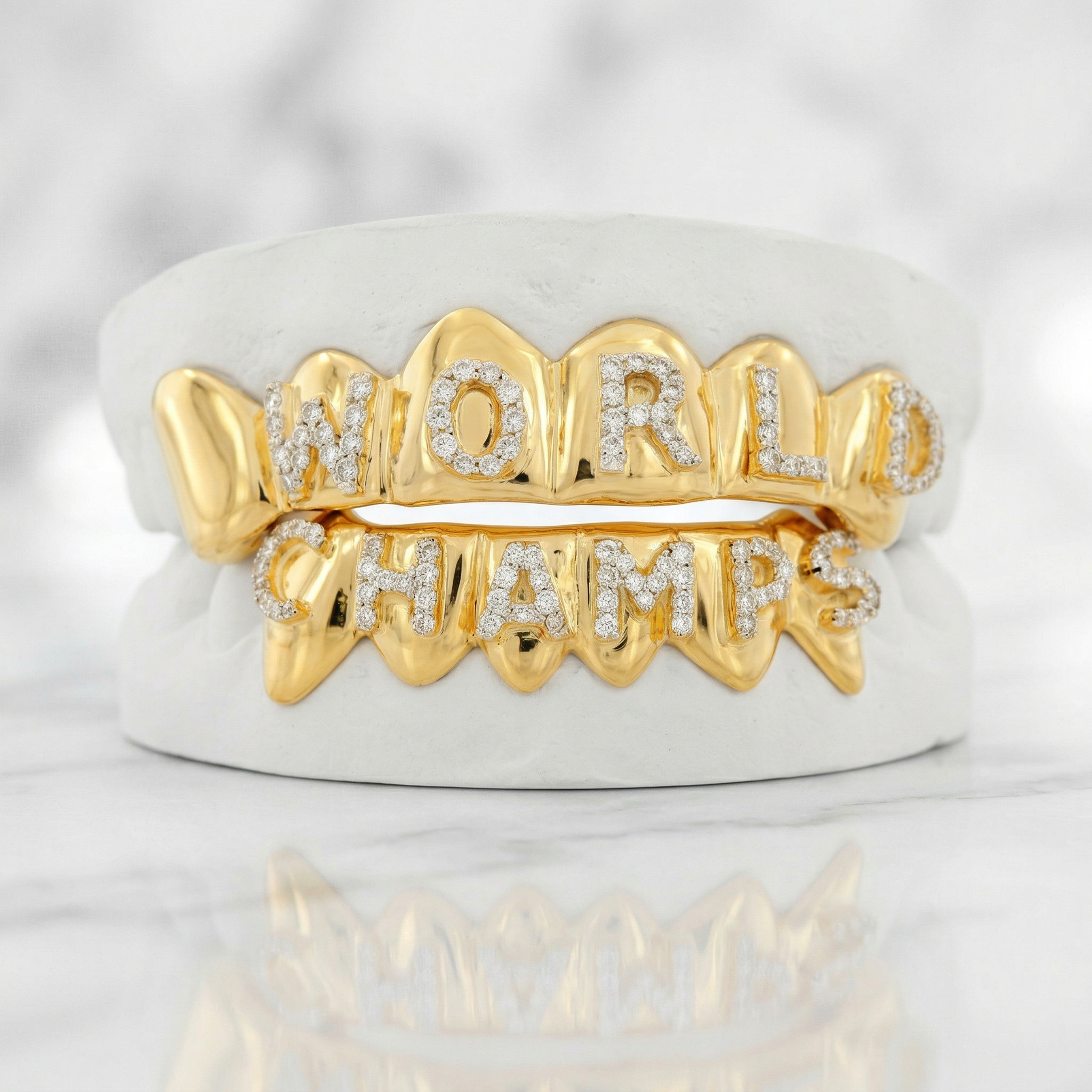 18K CZ World Champs 6 Top & 6 Bottom Teeth Grill