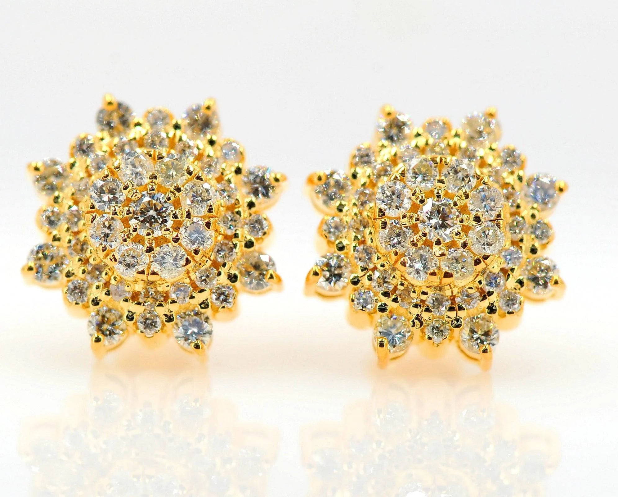 Custom 1.75CT Diamond Cluster Earrings - Johnny Dang & Co