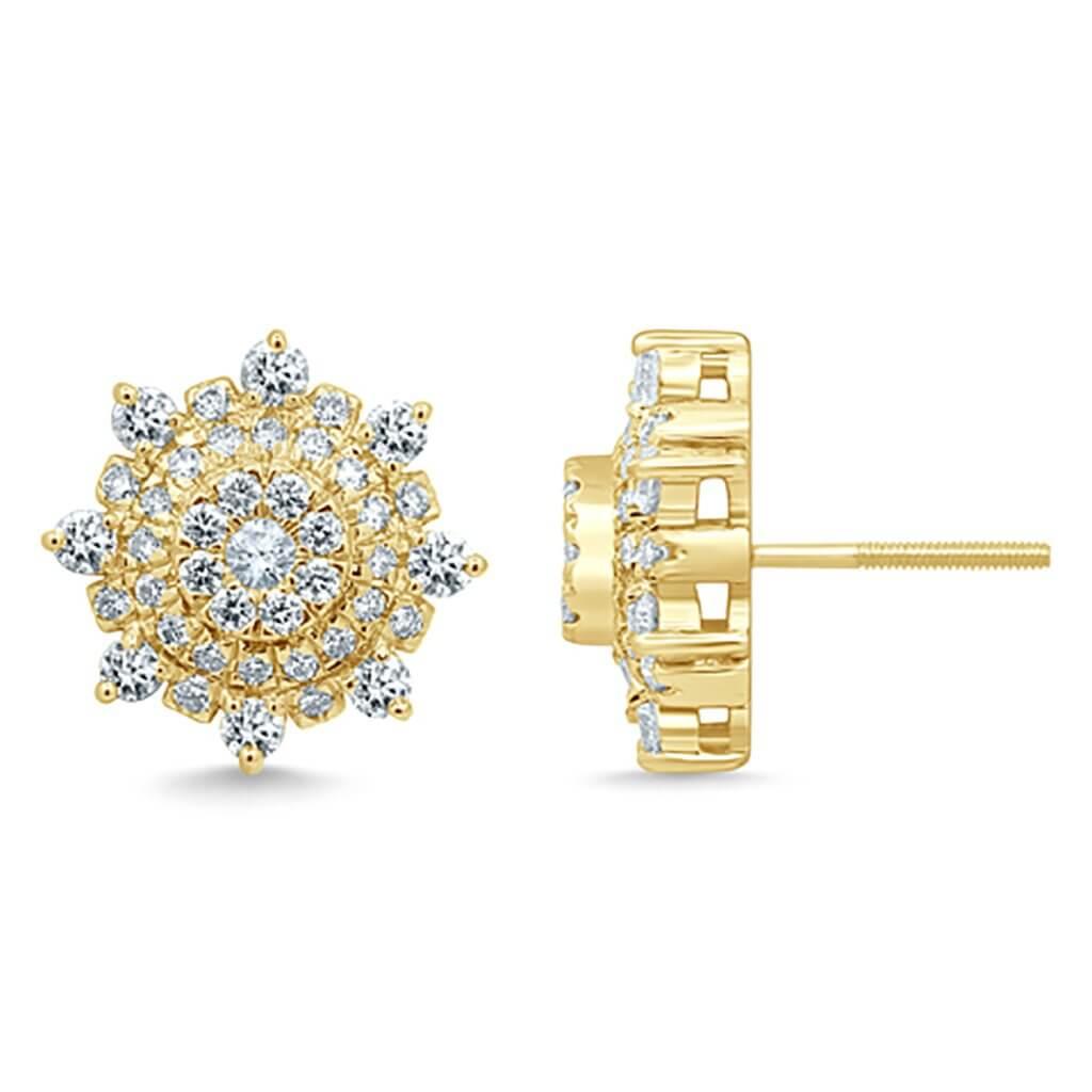 Custom 1.75CT Diamond Cluster Earrings - Johnny Dang & Co