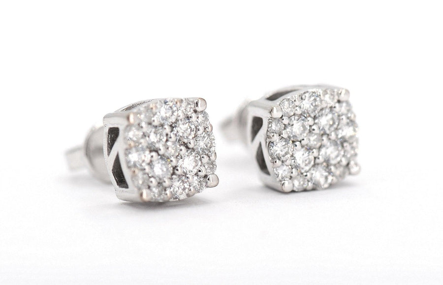 0.76CT Gold Diamond Cluster Earrings - Johnny Dang & Co