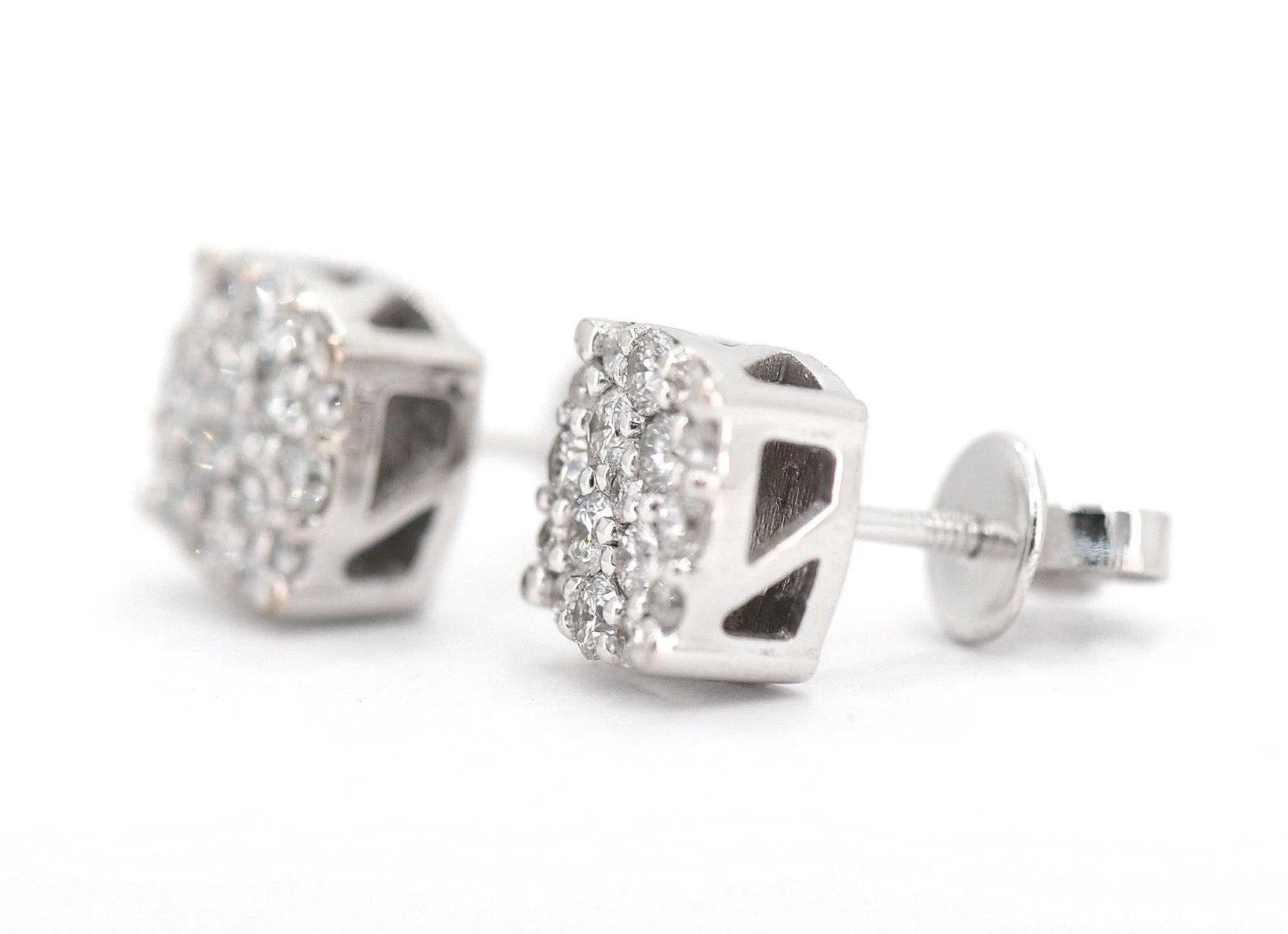 0.76CT Gold Diamond Cluster Earrings - Johnny Dang & Co