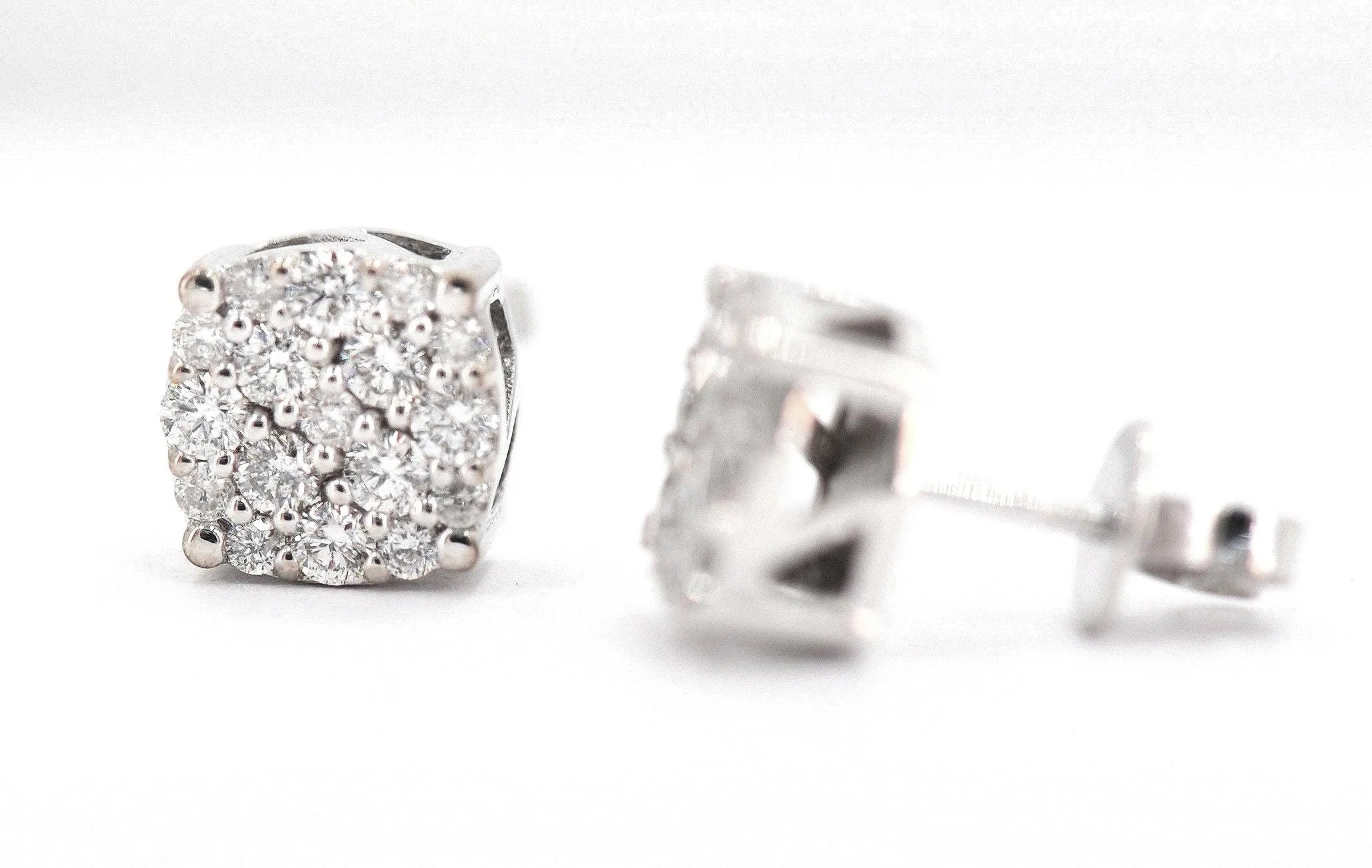 0.76CT Gold Diamond Cluster Earrings - Johnny Dang & Co