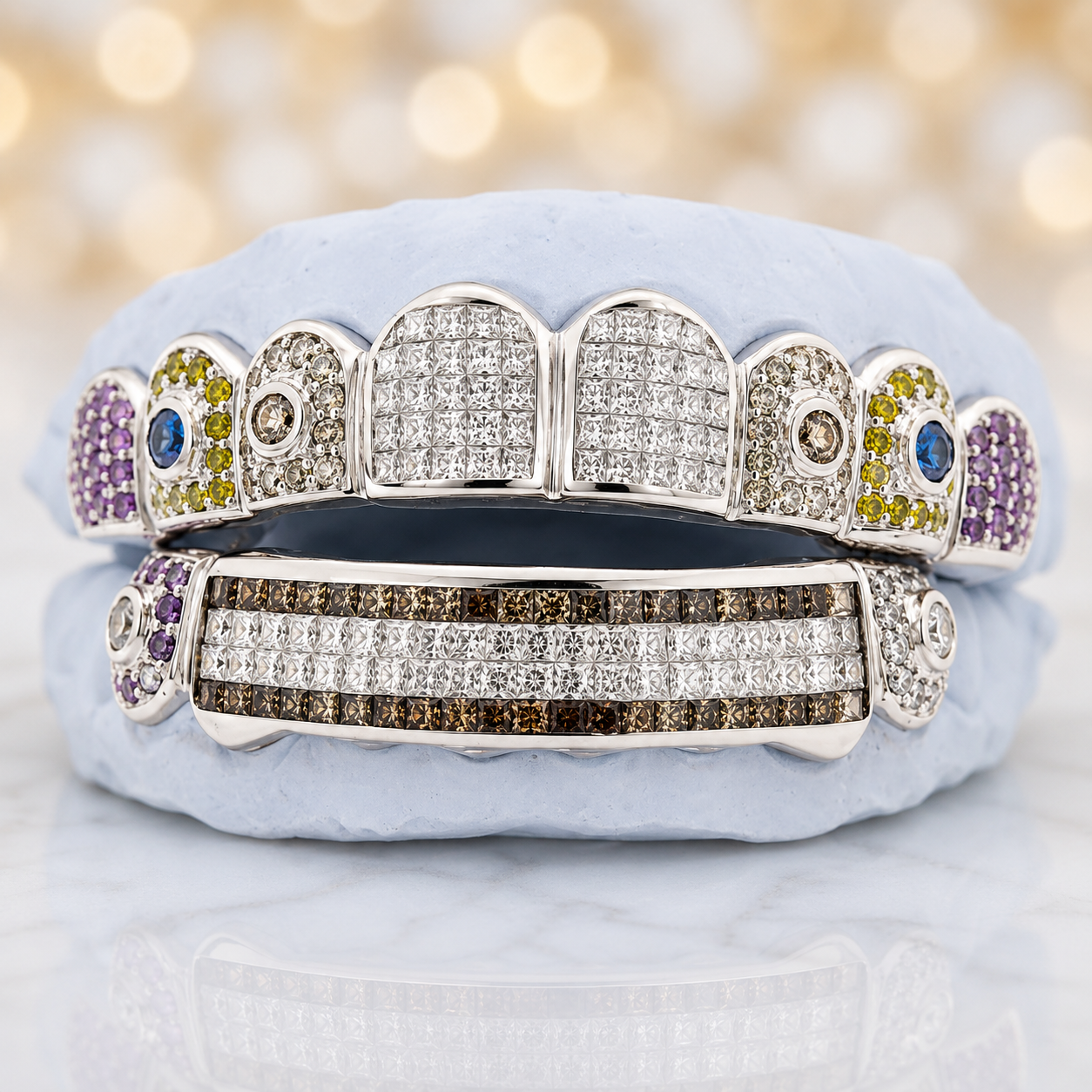 JDWR-G80- Hybrid Invisible & Prong Set Diamond Grill