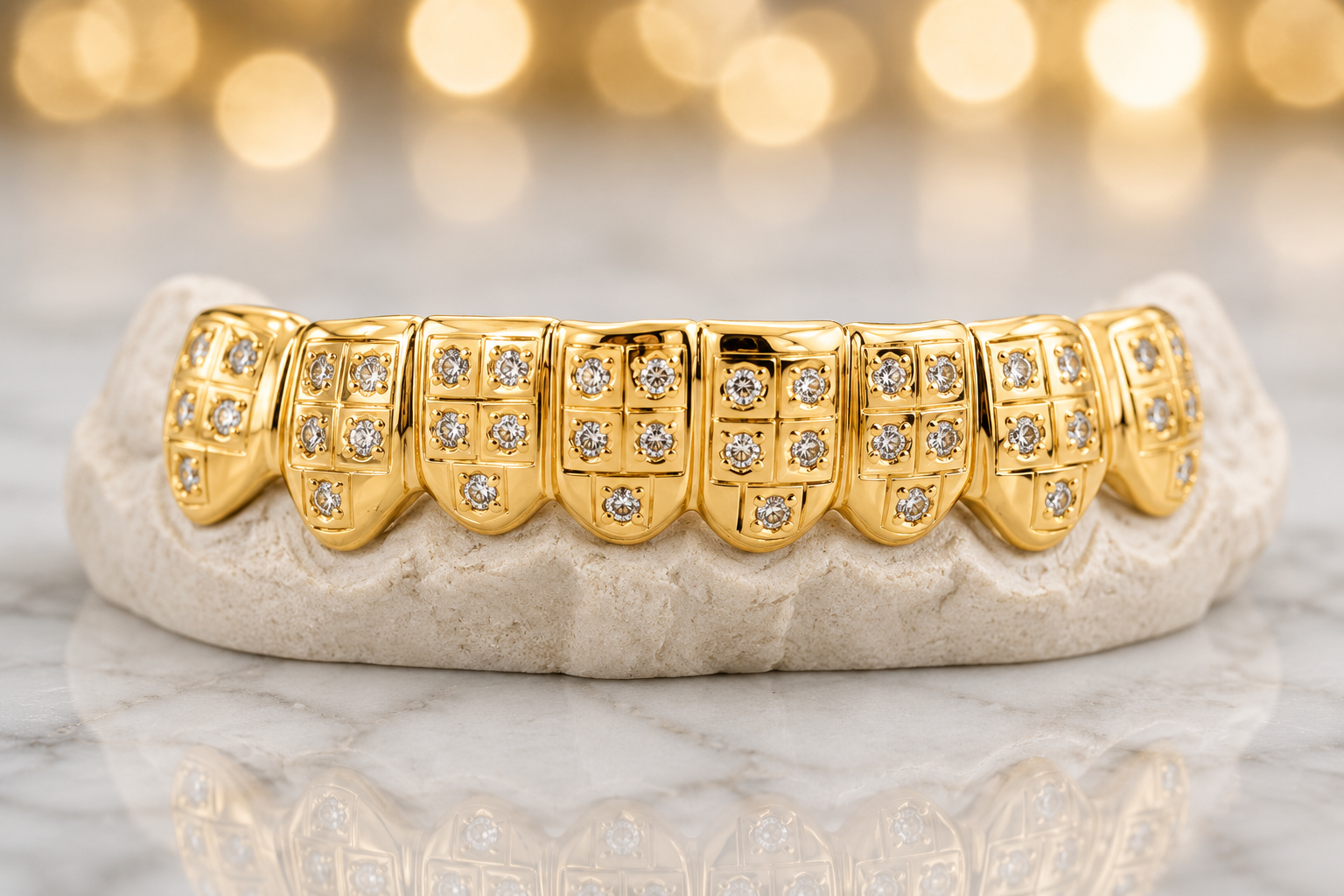 JDWR-1553  8 TOP OR 8 BOTTOM CUSTOM DIAMOND PAVE SET GRILL