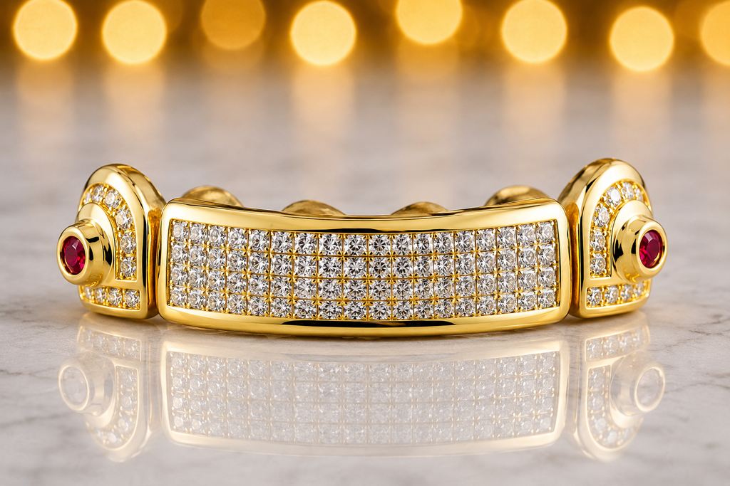 JDWR-TVJ-S111-6 TEETH HORIZONTAL PRINCESS CUT DIAMOND GRILL