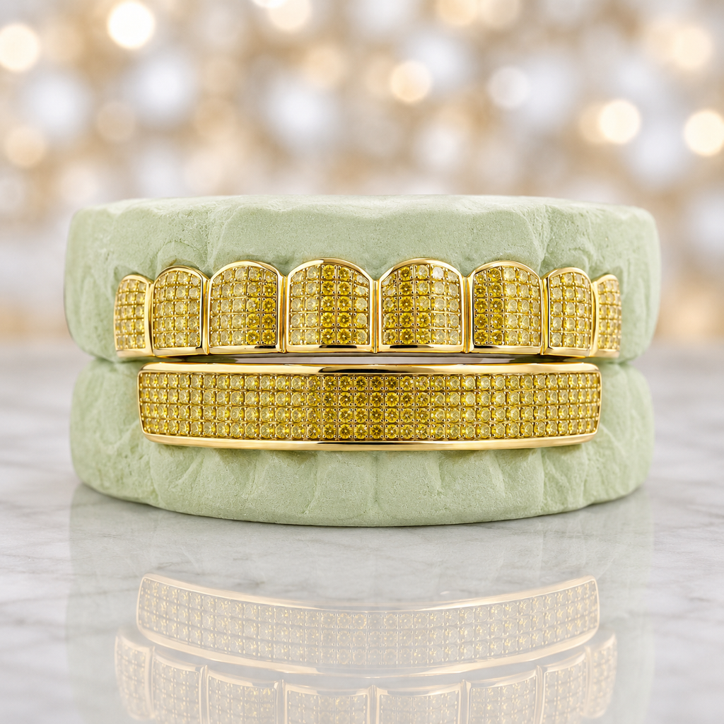 PRINCESS CUT YELLOW DIAMONDS SET IN INVISIBLE SET [TVJ S107]