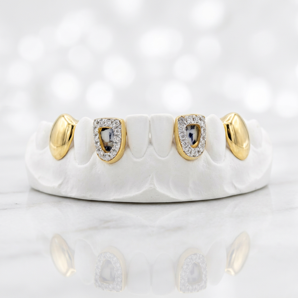 JDG100 18K INDIVIDUAL OPEN FACE AND SOLID TEETH
