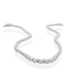 Sterling Silver Prong Set Graduating CZ Tennis Necklace 18" - Johnny Dang & Co
