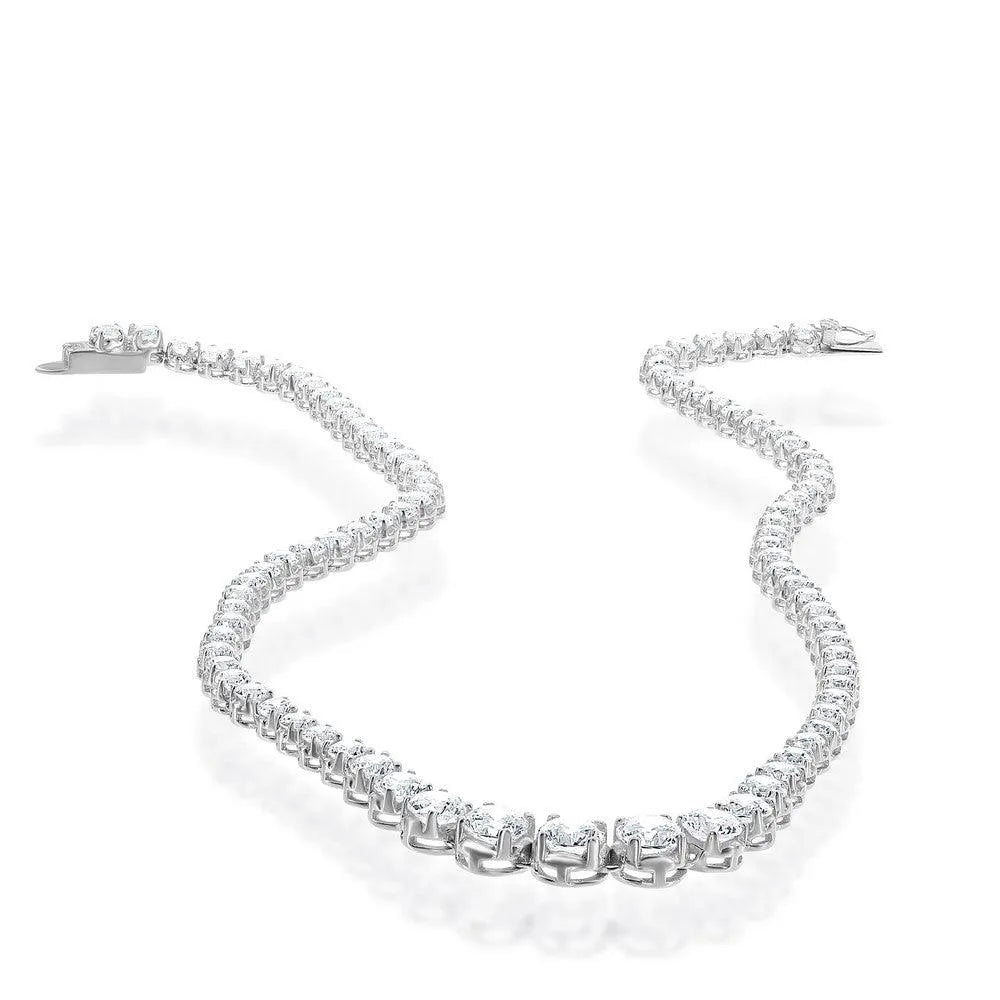 Sterling Silver Prong Set Graduating CZ Tennis Necklace 18" - Johnny Dang & Co