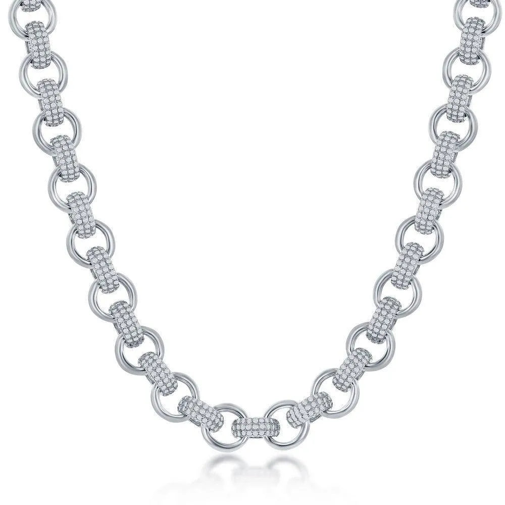 Sterling Silver Micro Pave CZ Linked Necklace - Johnny Dang & Co