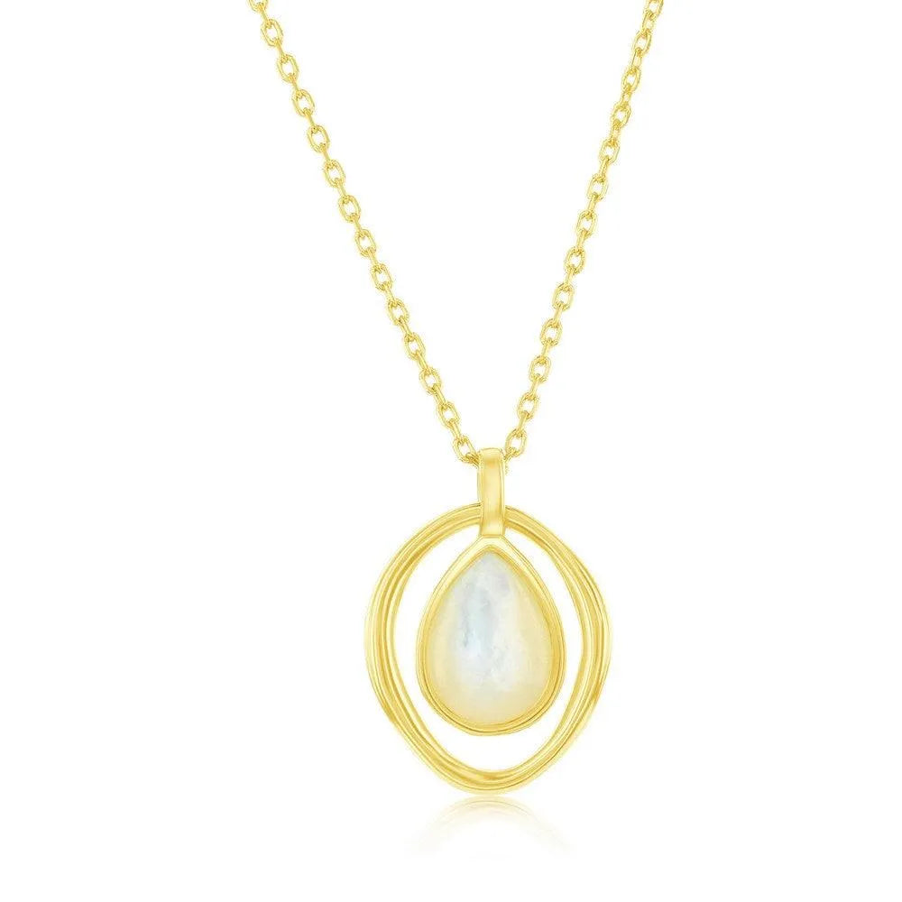 Sterling Silver, Pearshaped MOP, Oval Necklace - Gold Plated - Johnny Dang & Co