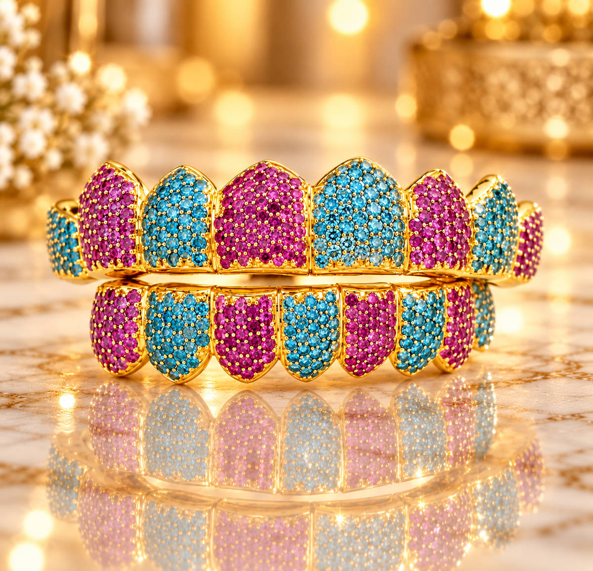 JDWR-054- Cotton Candy Honeycomb Diamond Grillz