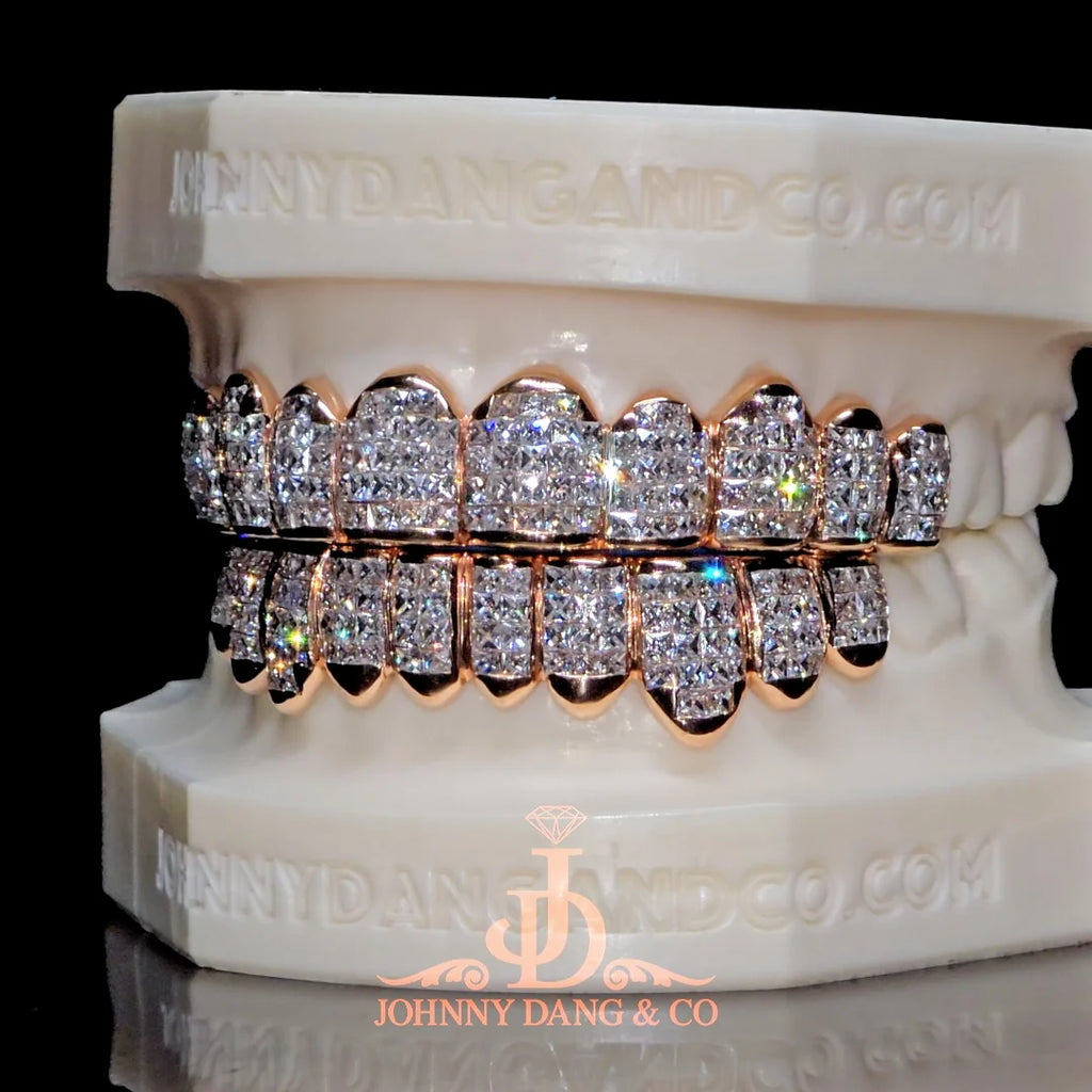 JDWR-2026-10 Flawless "French Cut" Invisible Set Grillz Rose Gold (Pullout)