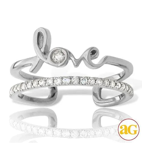 14KW 0.20CTW DIAMOND 'LOVE' OPEN BAND - Johnny Dang & Co